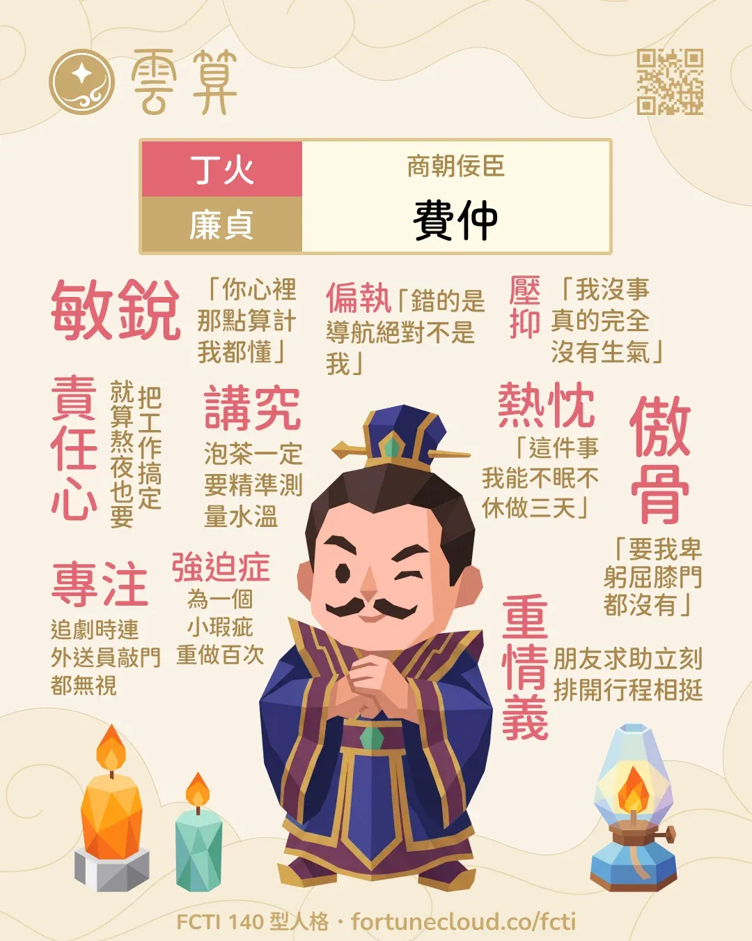 丁火・廉貞 FCTI 人格卡