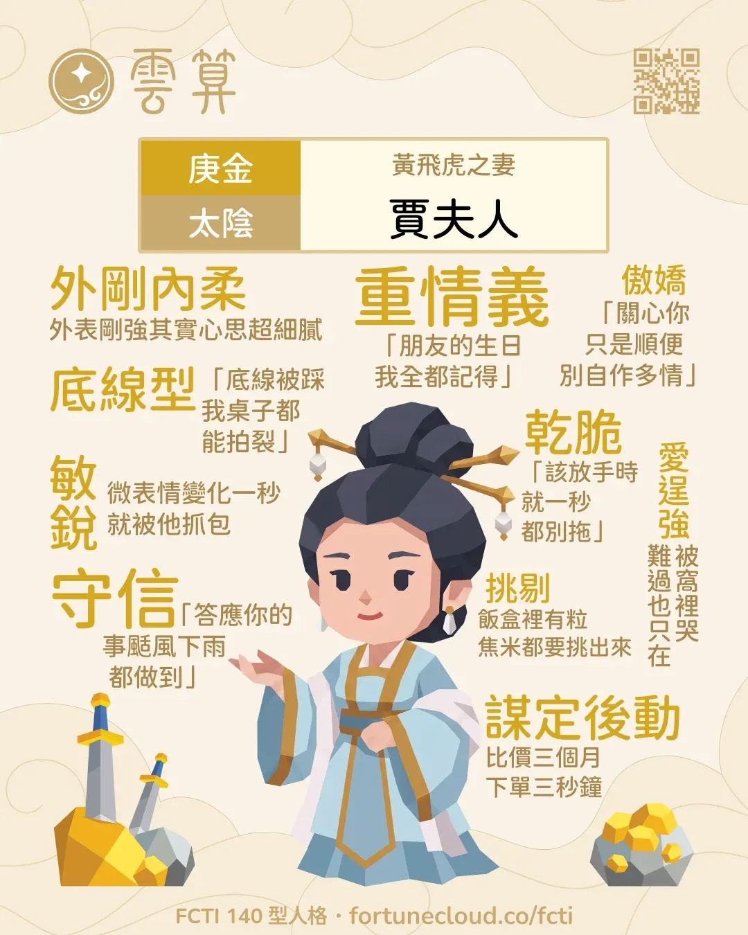 庚金・太陰 FCTI 人格卡