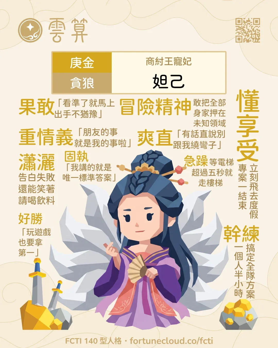 庚金・貪狼 FCTI 人格卡