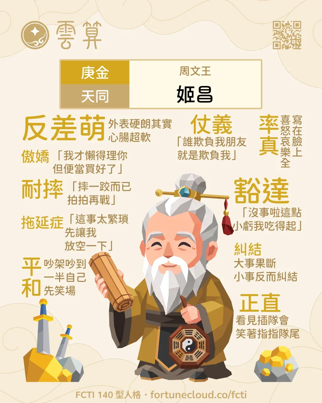 庚金・天同 FCTI 人格卡