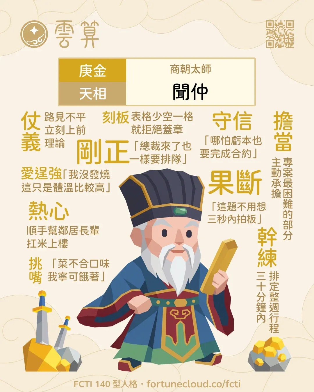庚金・天相 FCTI 人格卡