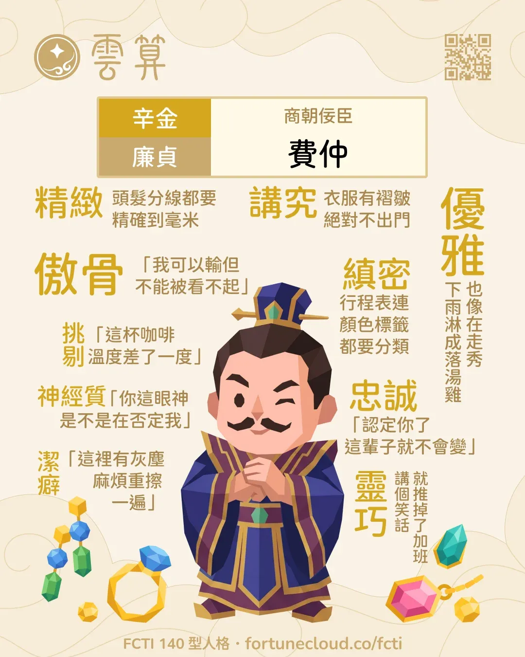 辛金・廉貞 FCTI 人格卡
