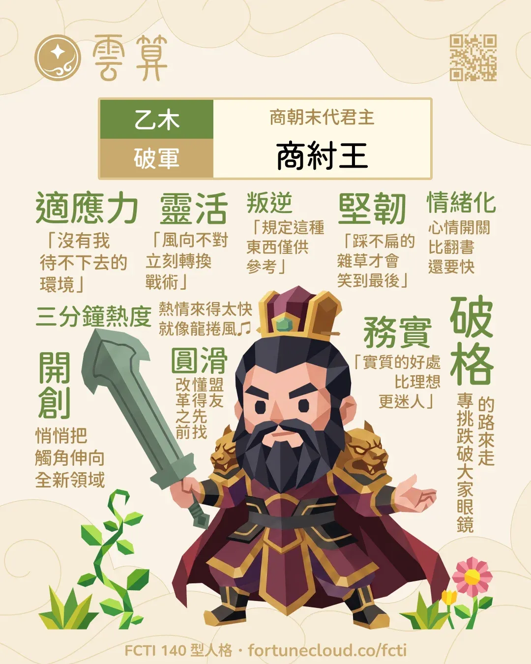 乙木・破軍 FCTI 人格卡